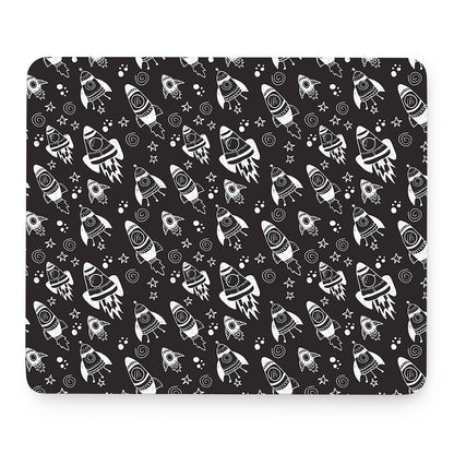 Black And White Rocket Pattern Print Mouse Pad