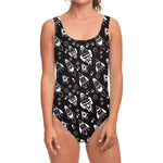 Black And White Rocket Pattern Print One Piece Swimsuit