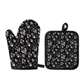 Black And White Rocket Pattern Print Oven Mitt And Pot Holder Set