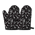 Black And White Rocket Pattern Print Oven Mitts