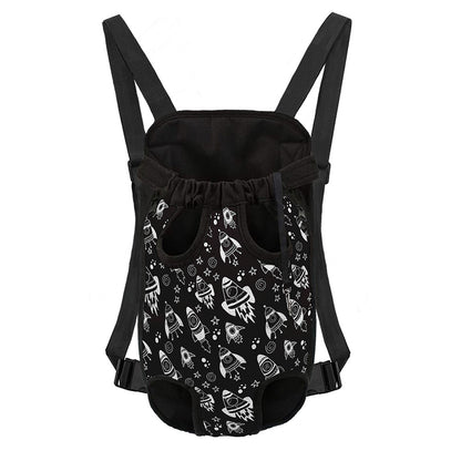Black And White Rocket Pattern Print Pet Carrier Backpack