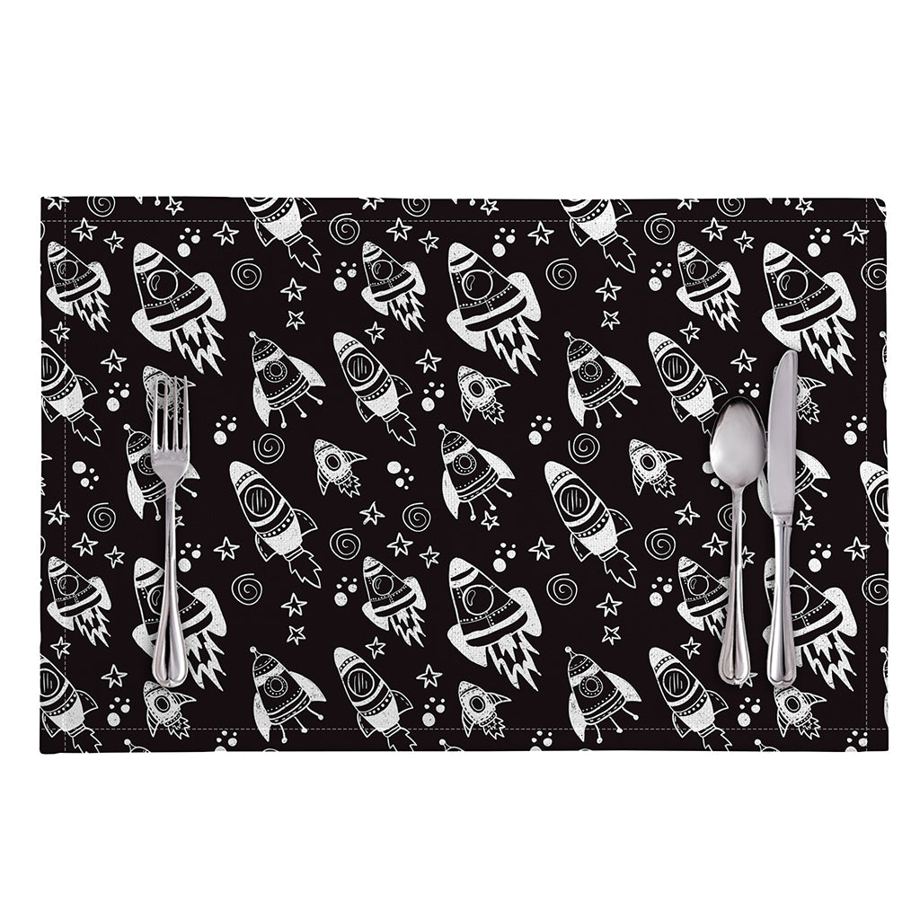 Black And White Rocket Pattern Print Placemat