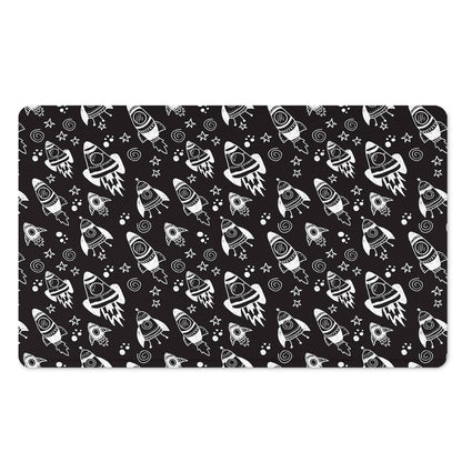 Black And White Rocket Pattern Print Polyester Doormat
