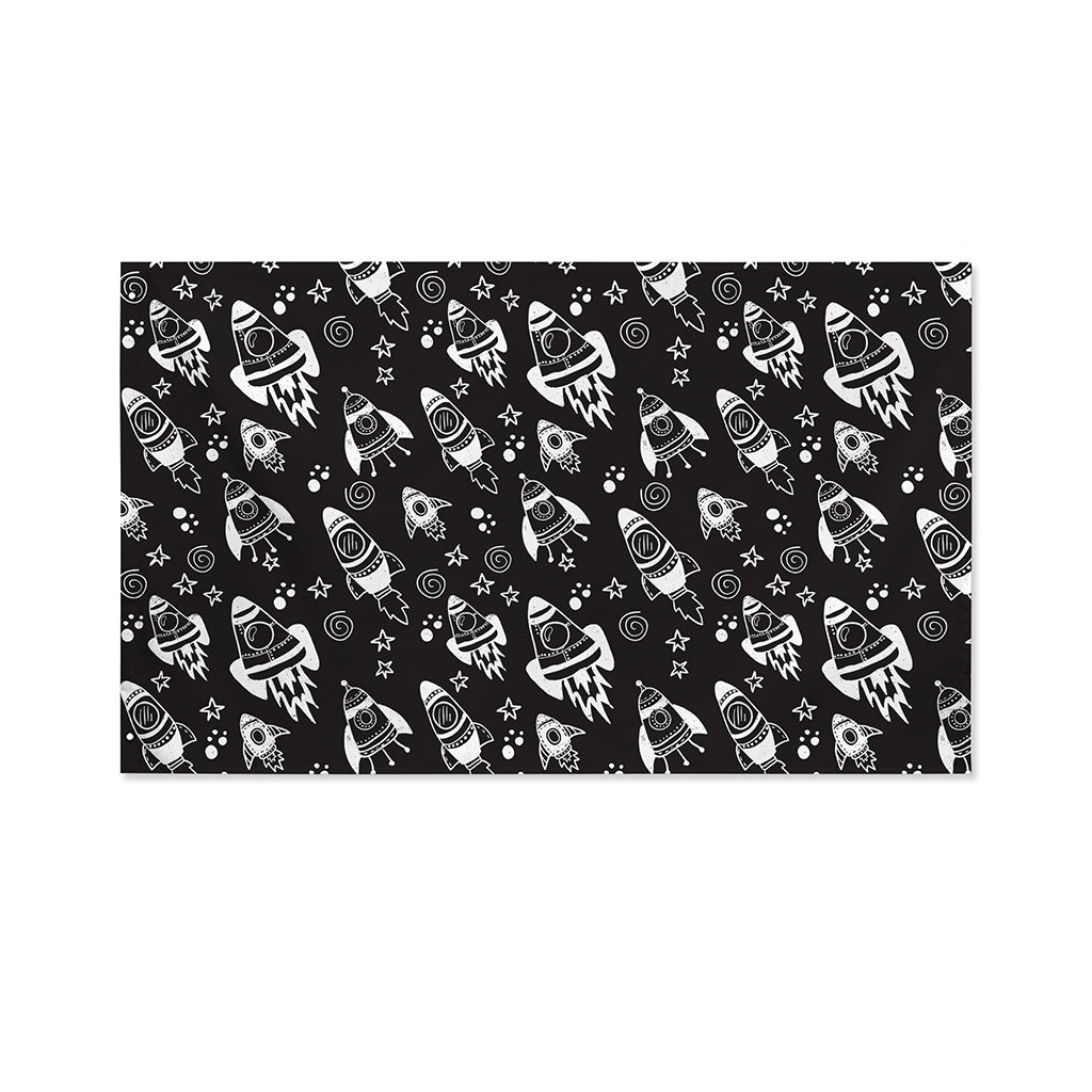 Black And White Rocket Pattern Print Polyester Flag