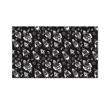 Black And White Rocket Pattern Print Polyester Flag