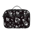 Black And White Rocket Pattern Print Portable Lunch Bag