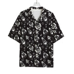 Black And White Rocket Pattern Print Rayon Hawaiian Shirt