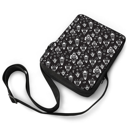 Black And White Rocket Pattern Print Rectangular Crossbody Bag