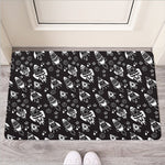 Black And White Rocket Pattern Print Rubber Doormat