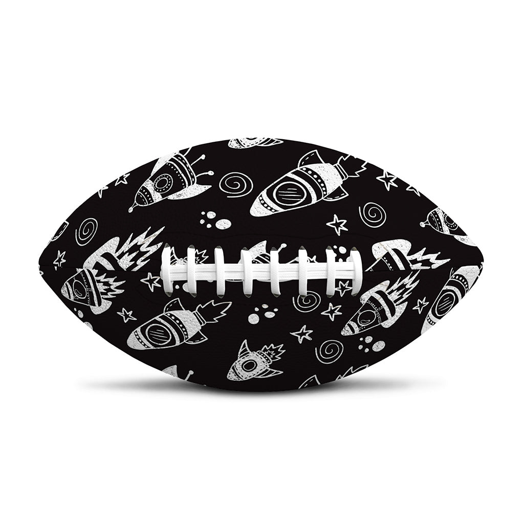 Black And White Rocket Pattern Print Rugby Ball