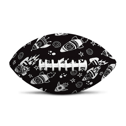 Black And White Rocket Pattern Print Rugby Ball
