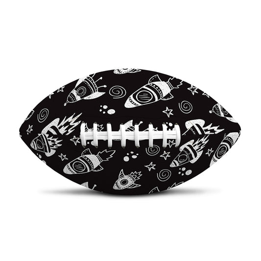 Black And White Rocket Pattern Print Rugby Ball