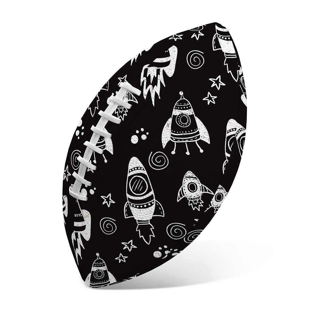 Black And White Rocket Pattern Print Rugby Ball