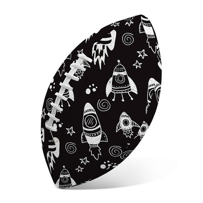 Black And White Rocket Pattern Print Rugby Ball