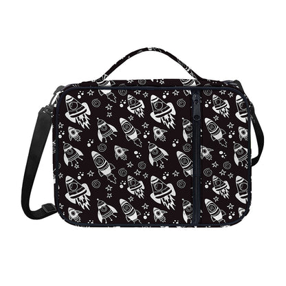 Black And White Rocket Pattern Print Shoulder Strap Bible Bag