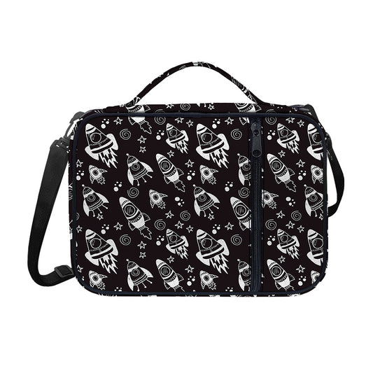 Black And White Rocket Pattern Print Shoulder Strap Bible Bag