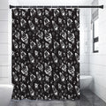 Black And White Rocket Pattern Print Shower Curtain