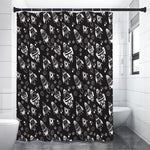 Black And White Rocket Pattern Print Shower Curtain