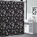 Black And White Rocket Pattern Print Shower Curtain