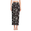 Black And White Rocket Pattern Print Side Slit Maxi Skirt