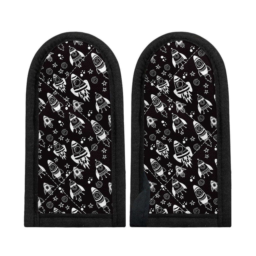 Black And White Rocket Pattern Print Skillet Handle Cover