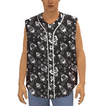 Black And White Rocket Pattern Print Sleeveless Baseball Jersey