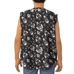 Black And White Rocket Pattern Print Sleeveless Baseball Jersey