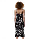 Black And White Rocket Pattern Print Slim Fit Midi Cami Dress