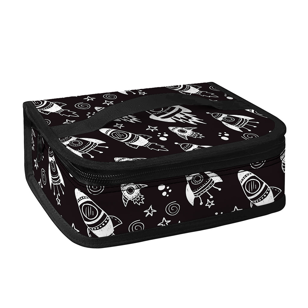 Black And White Rocket Pattern Print Small Lunch Bag