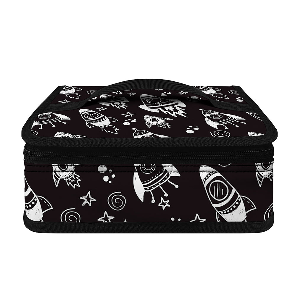 Black And White Rocket Pattern Print Small Lunch Bag