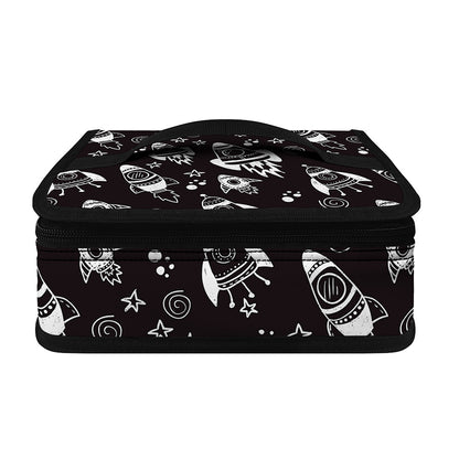Black And White Rocket Pattern Print Small Lunch Bag