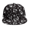 Black And White Rocket Pattern Print Snapback Cap