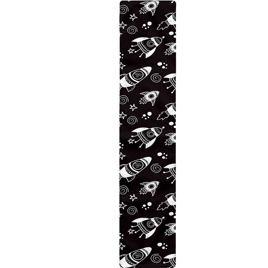 Black And White Rocket Pattern Print Table Runner