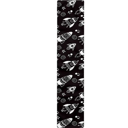 Black And White Rocket Pattern Print Table Runner