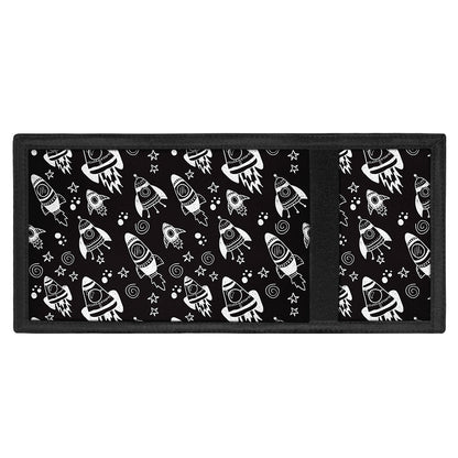 Black And White Rocket Pattern Print Trifold Wallet