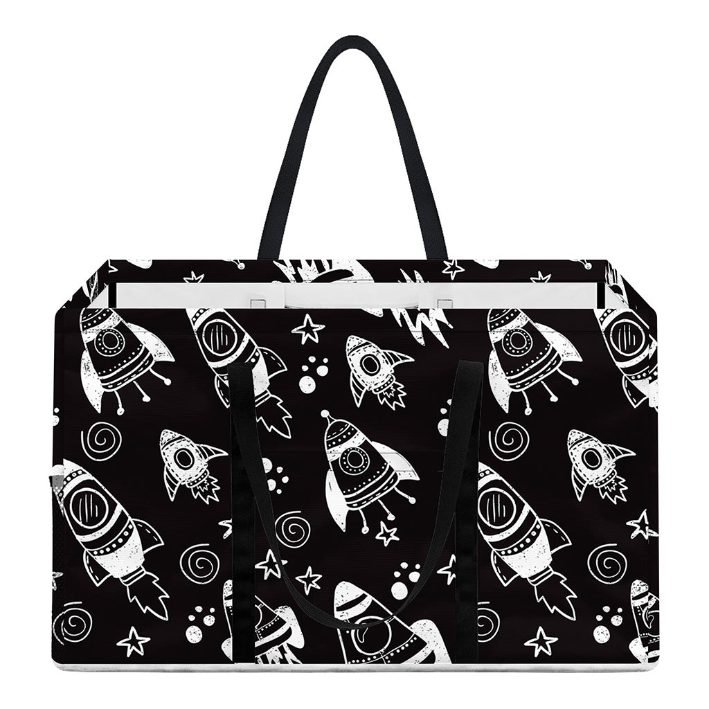 Black And White Rocket Pattern Print Utility Tote Bag
