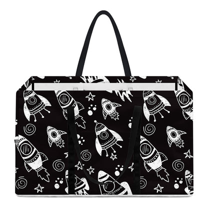 Black And White Rocket Pattern Print Utility Tote Bag