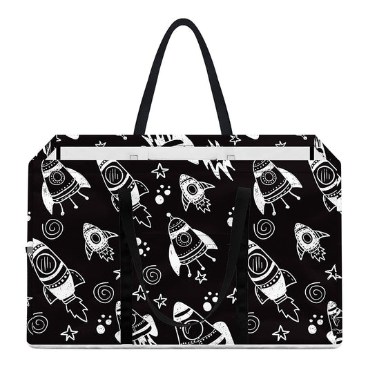 Black And White Rocket Pattern Print Utility Tote Bag