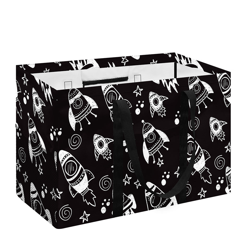 Black And White Rocket Pattern Print Utility Tote Bag