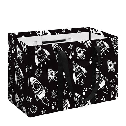 Black And White Rocket Pattern Print Utility Tote Bag
