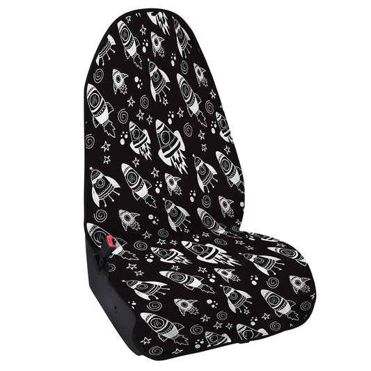 Black And White Rocket Pattern Print Waterproof Car Seat Cover