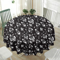 Black And White Rocket Pattern Print Waterproof Round Tablecloth