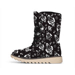 Black And White Rocket Pattern Print Winter Boots