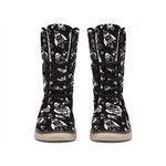 Black And White Rocket Pattern Print Winter Boots
