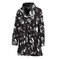 Black And White Rocket Pattern Print Women's Bathrobe