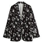 Black And White Rocket Pattern Print Women's Blazer
