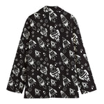Black And White Rocket Pattern Print Women's Blazer