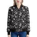 Black And White Rocket Pattern Print Women's Bomber Jacket