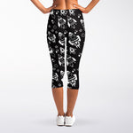 Black And White Rocket Pattern Print Women's Capri Leggings