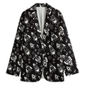 Black And White Rocket Pattern Print Women's Cotton Blazer